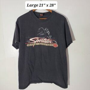 Vintage 1996 Harley Davidson Sportster Black 2-Sided Faded Large T-Shirt USA